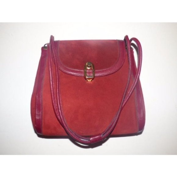Gucci Red Suede And Leather Shoulder Bag Satchel - Picture 2 of 6